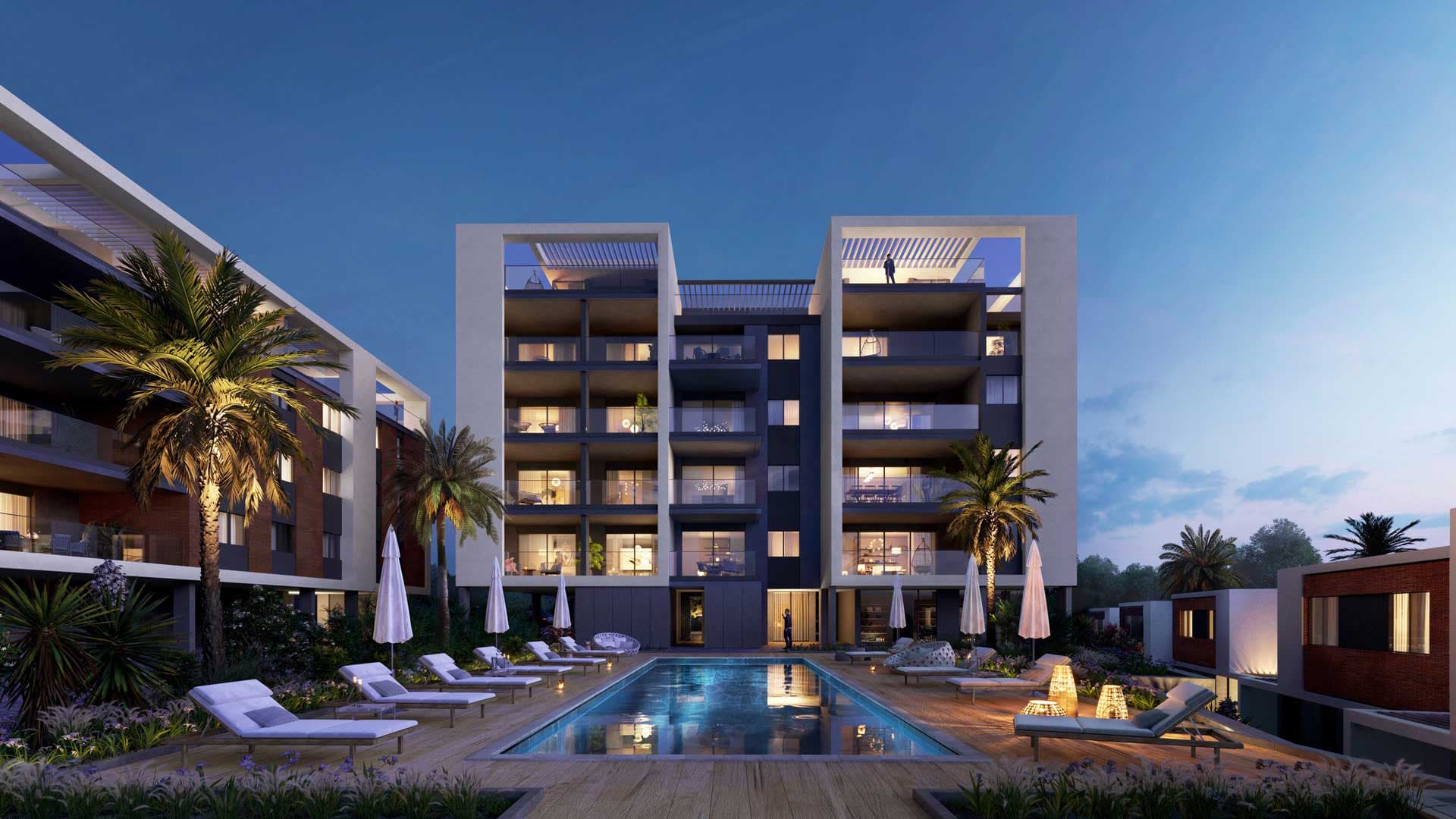 Apartments and villas in a residential project with a swimming pool 1