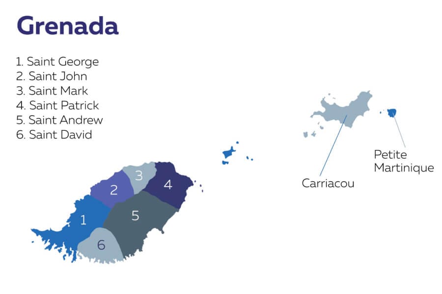 Grenada: map of the island