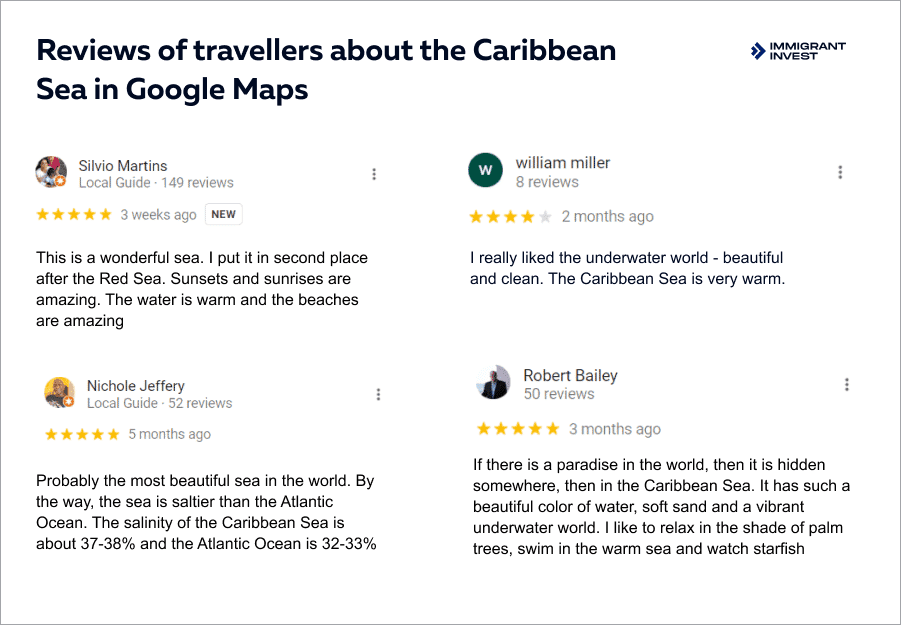 Reviews of tourists about their holidays in the Caribbean