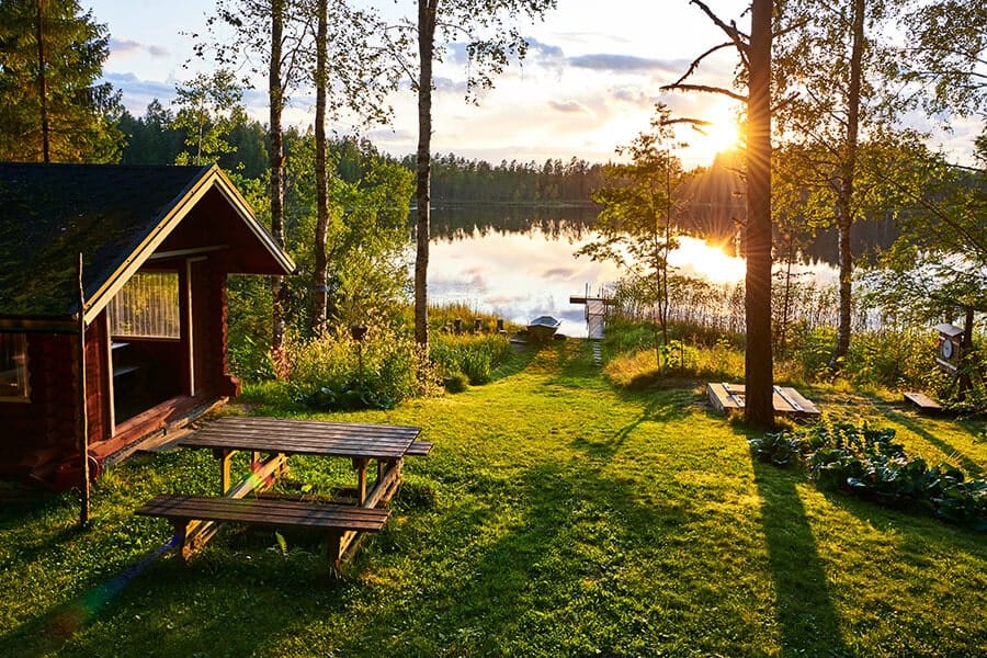 Permanent residence in Finland: a wooden house on the lake, equipped for recreation